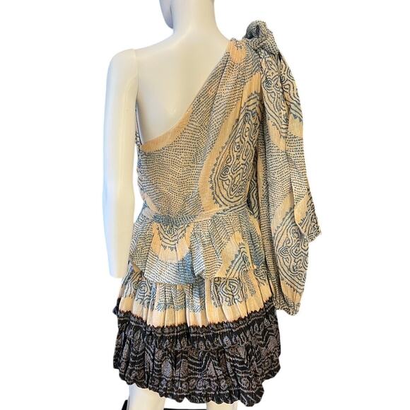 Ulla Johnson FW 22 Leah One Sleeve Ruffle Hem Moonstone Dress Size 4 - Picture 6 of 8